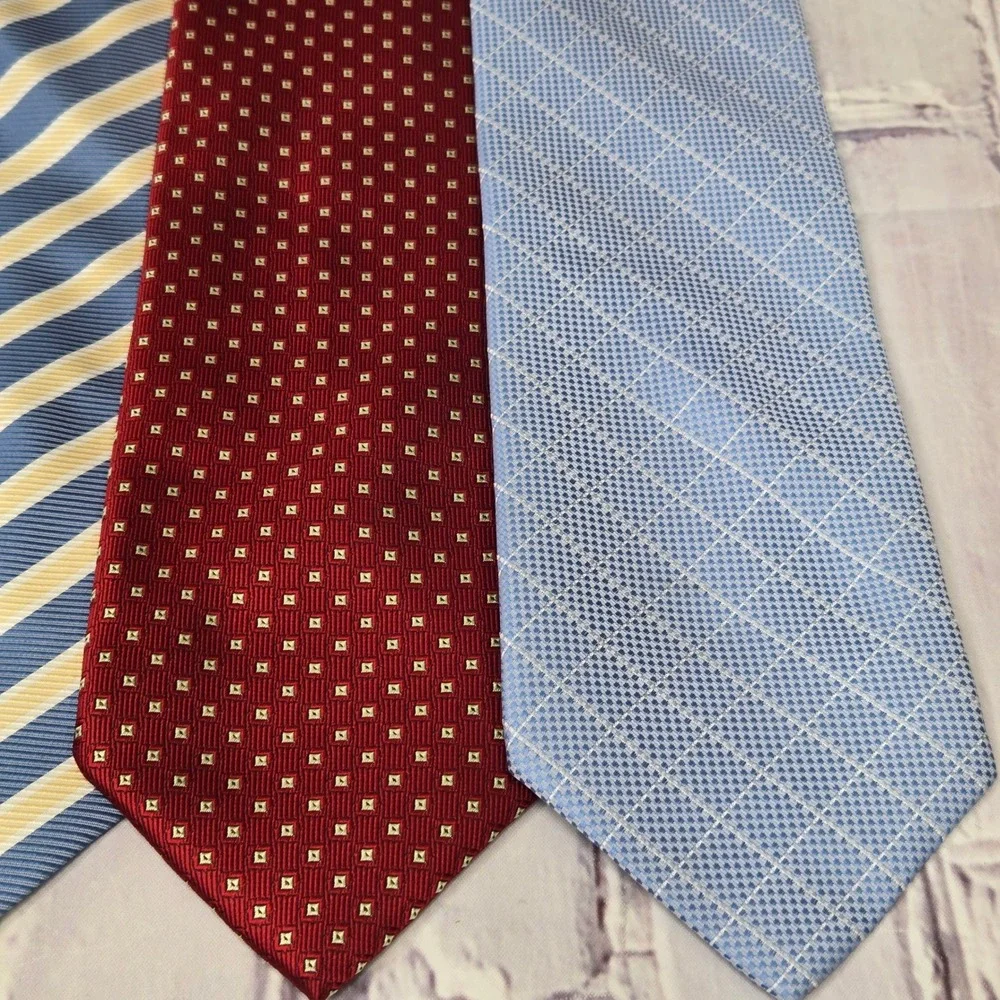 Lot of 4 Salvatore Ferragamo Paul Smith Ties Burgundy Blue Silk Designer Lot Men